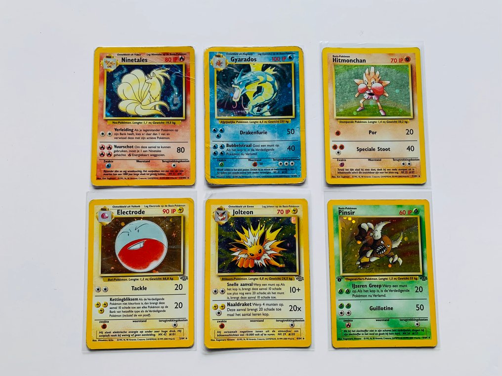 Pokémon - 6 Card - Ninetales, Gyarados, Hitmonchan, Electrode, Jolteon, Pinsir 閃卡 - WOTC #1.0