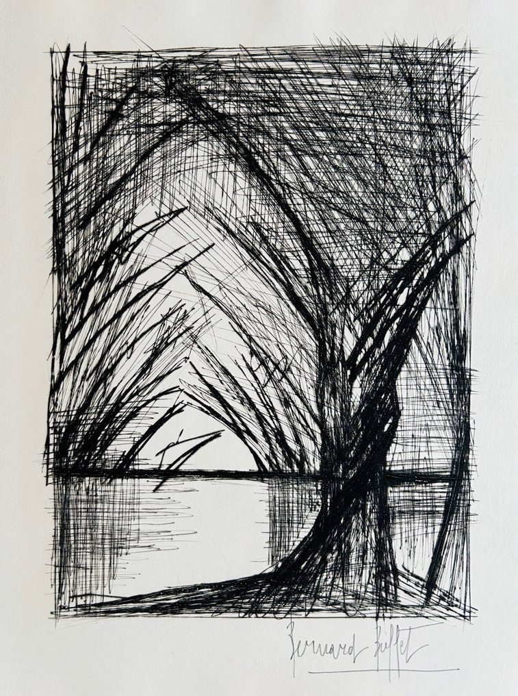 Bernard Buffet (1928-1999) - L'étang - Pointe-sèche originale signée #1.0