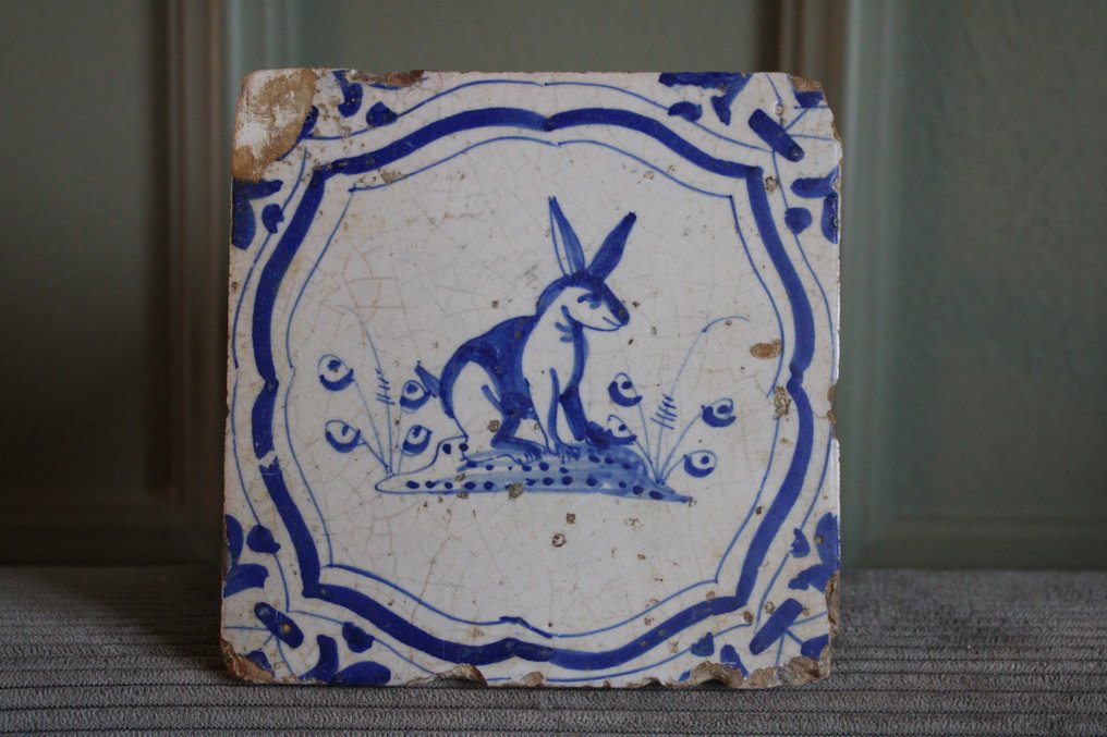  Cserép (2) - 2 Dierentegels Haas & Hond a felhőkarcolóban - 1750-1800 - Dierentegels  #1.0