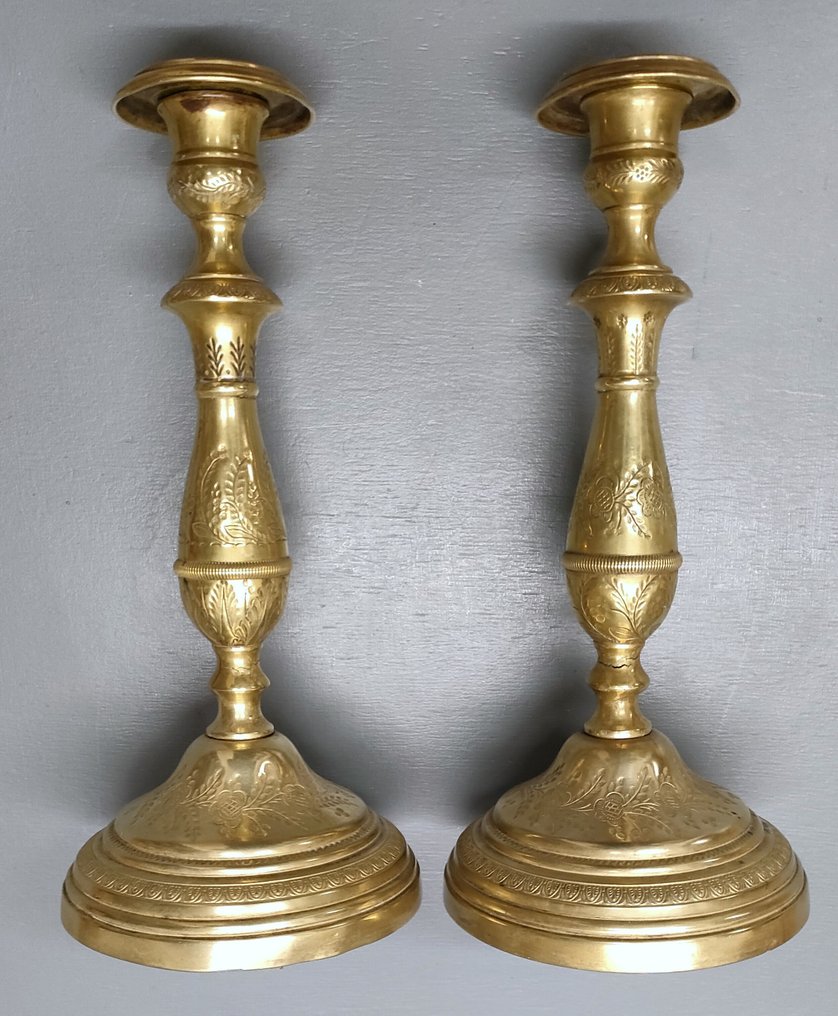 小烛烛台 弗拉姆博，路易十六世至十八世纪 (2) - 黄铜色 #2.1