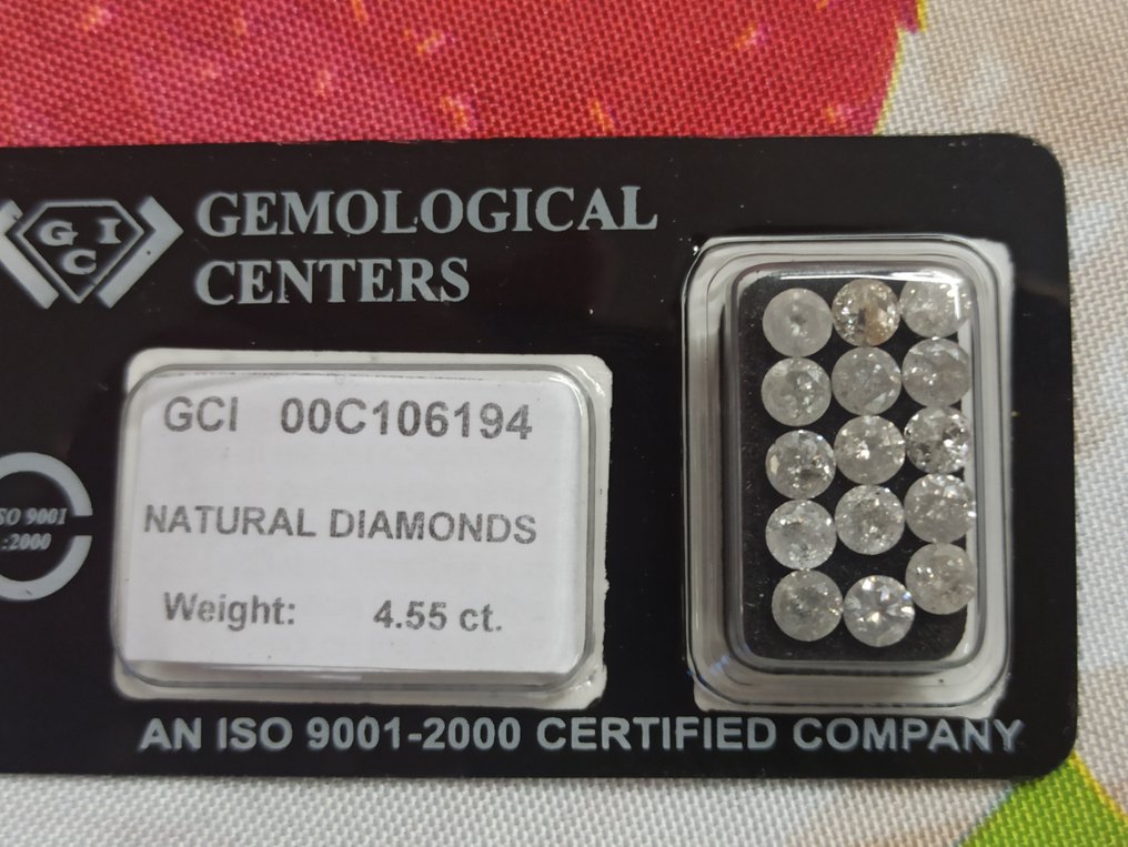 15 pcs 钻石  (天然)  - 4.55 ct - 圆形 - F, J - SI1 微内含一级, I3 - 以色列宝石中心（G.C.I.） #3.2
