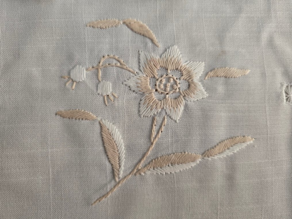 Tovaglia ricamata a mano in misto lino 12 posti tablecloth handmade - Toalha de mesa  - 270 cm - 175 cm #4.3