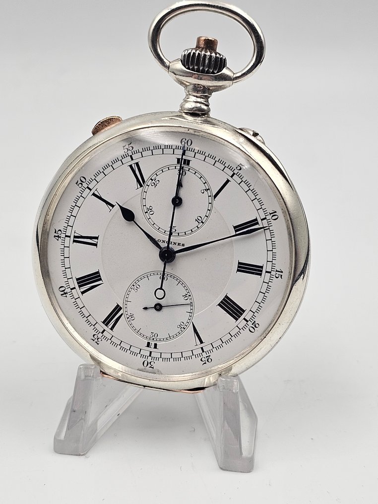 Longines - Double Chronograph Rattrapante Silver Pocket Watch - 2632979 - Men - 1900-1949 #3.2
