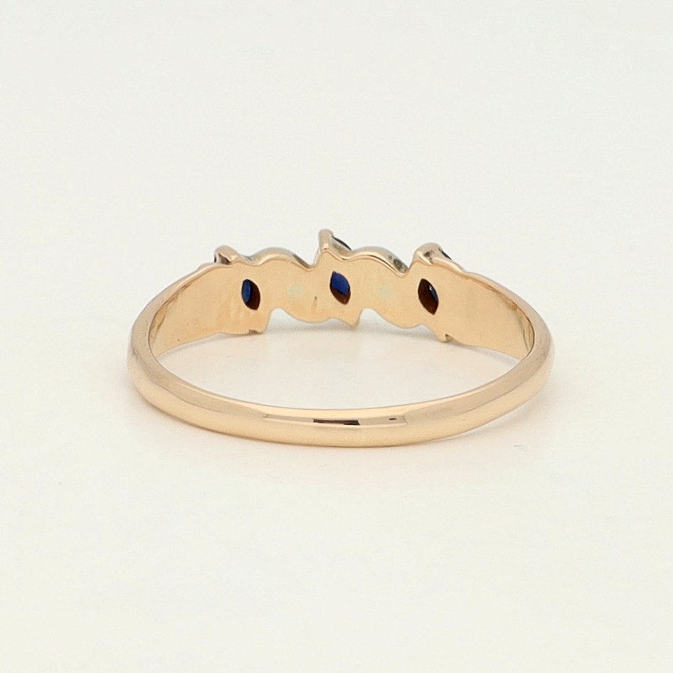 Nincs minimálár - Gyűrű - 14 kt. Sárga arany Zafír - Gyémánt #3.2