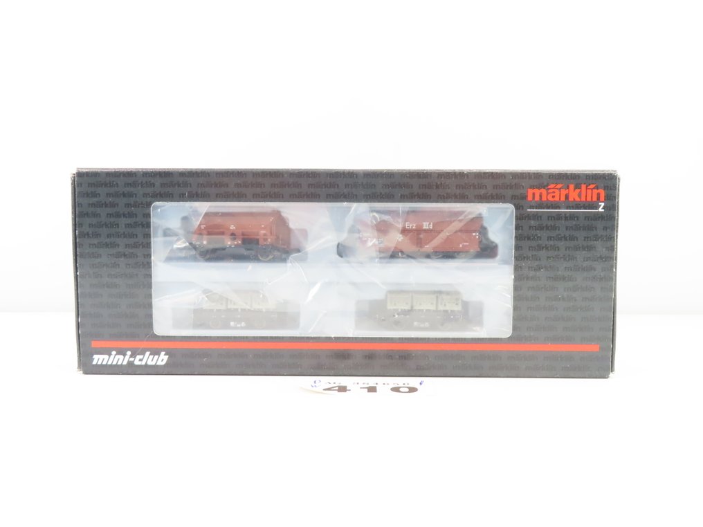 Märklin Z - 82370 - Godsvagn-set för modelltåg (1) - 4-delat godsvagnsset med 2/4-axlade under/autoavlossare och 2-axlade plattvagnar med containrar. - DB #2.1