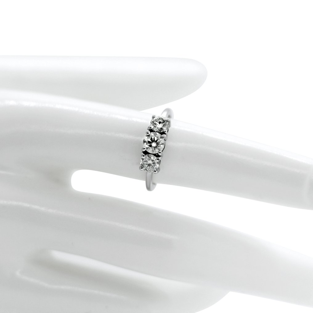 没有保留价 - 戒指 - 14K包金 白金 -  0.77ct. tw. 钻石 (天然) - 钻石 #1.0