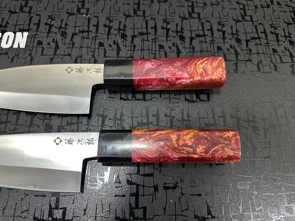 Deba - 廚刀 - Chef's knife - 锤纹特别D2钢日本德巴厨师刀 - 人体工学混色树脂手柄 - 日本 #2.1