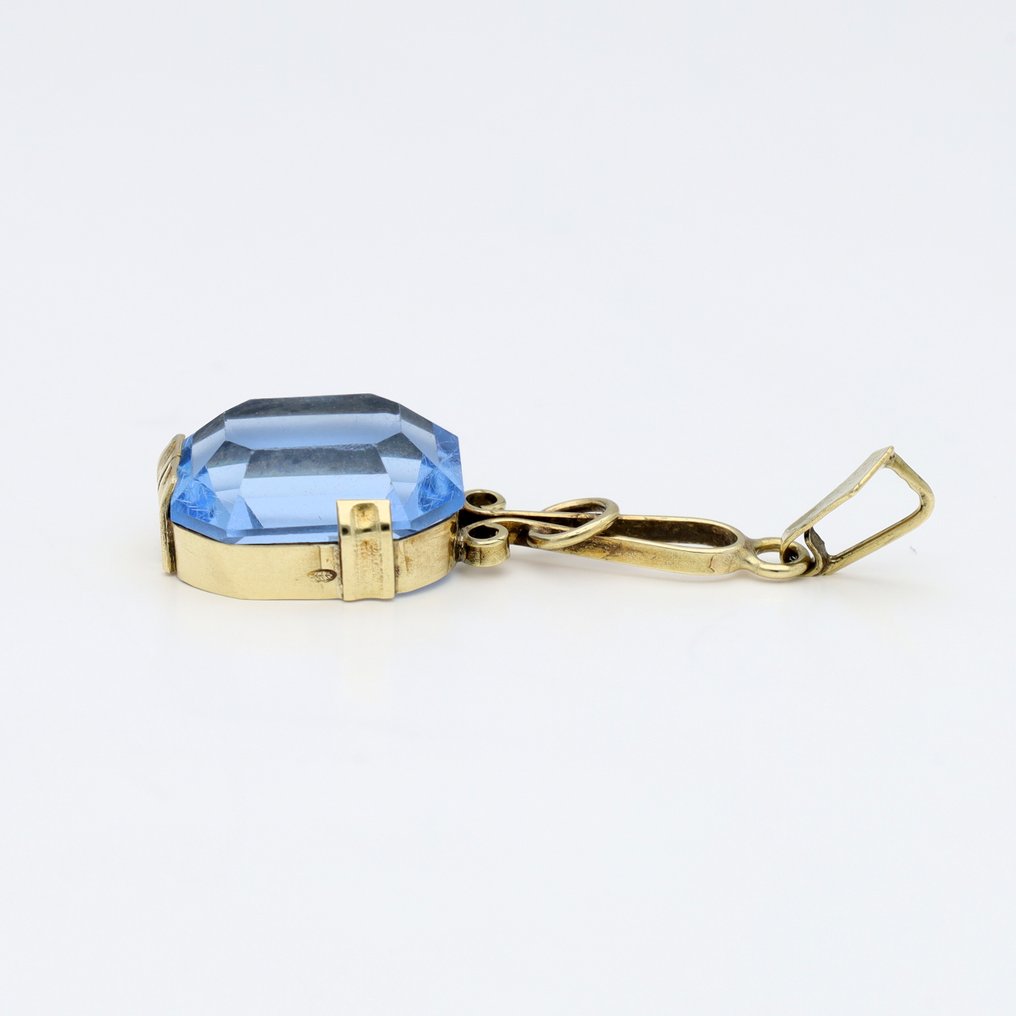 没有保留价 - 吊坠 - 14K包金 黄金 海蓝宝石 #2.1