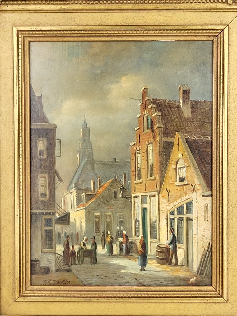 P. G. Vertin (XIX-XX) - Atmospheric Dutch Street Scene #2.1