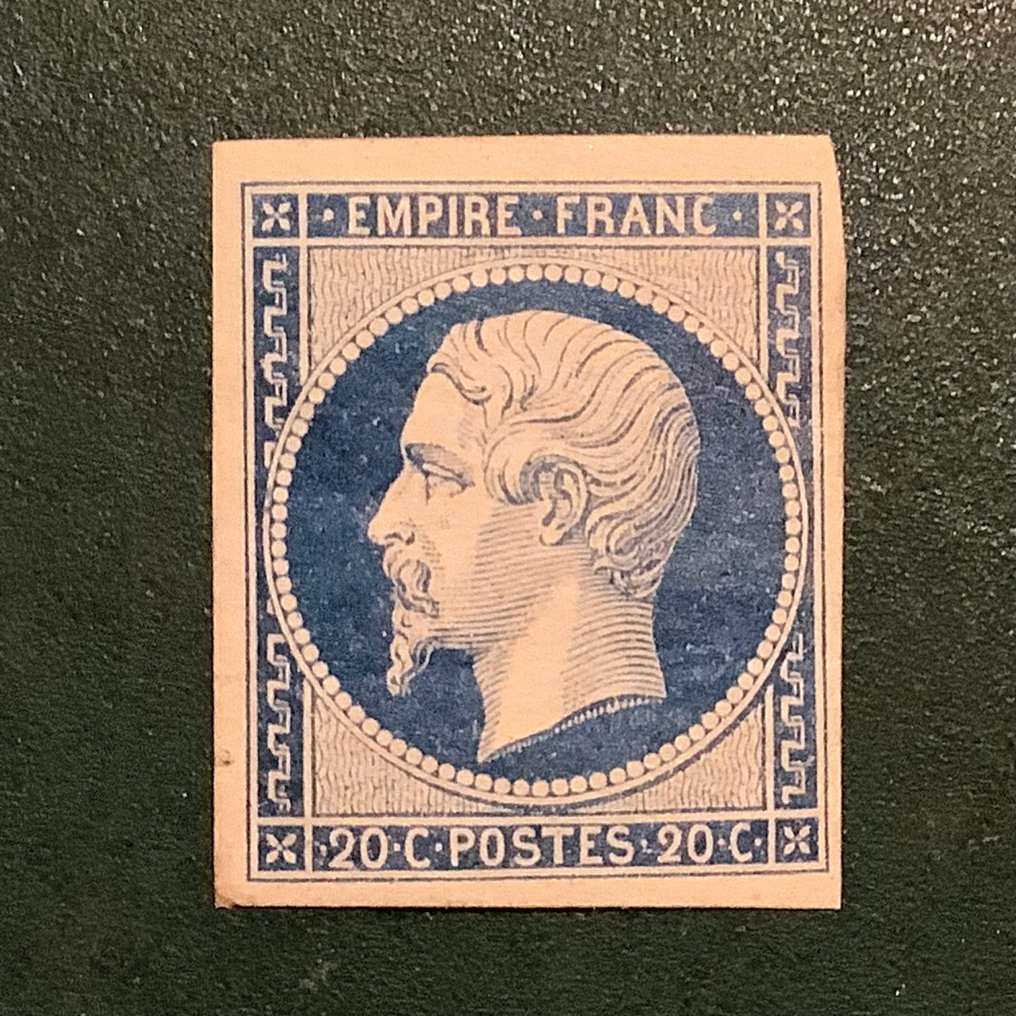 Frankrig 1854 - 20 cent Napoleon Empire i mørkere nuance med gode margener. - Yvert 14 Aa #3.2