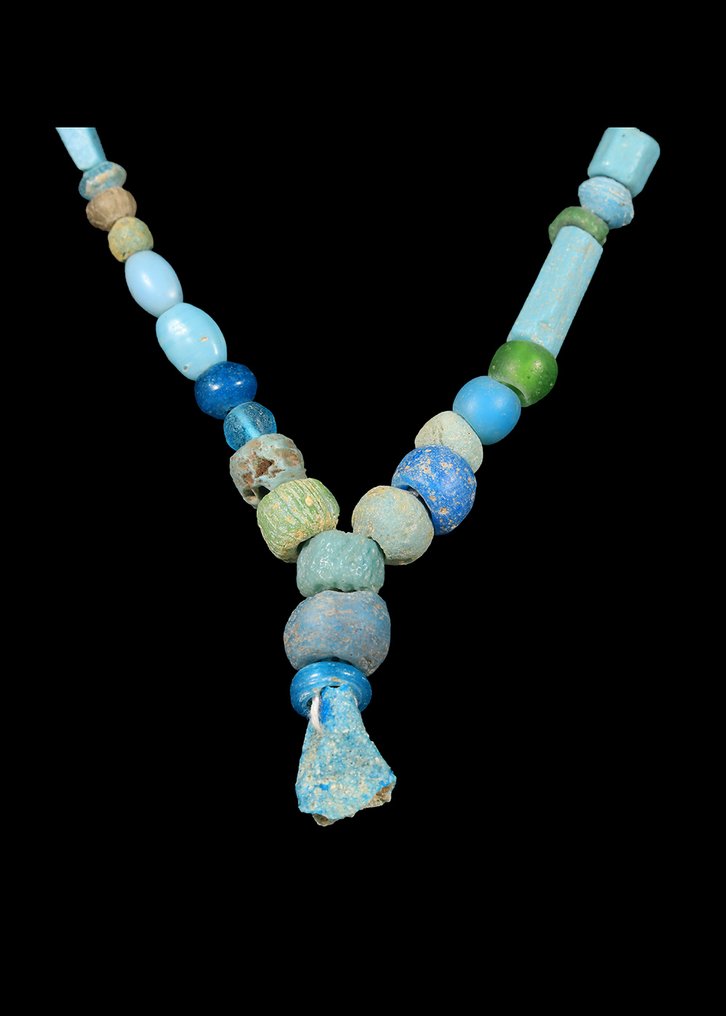 古罗马 浅蓝色玻璃 串珠项链  (没有保留价) #1.0