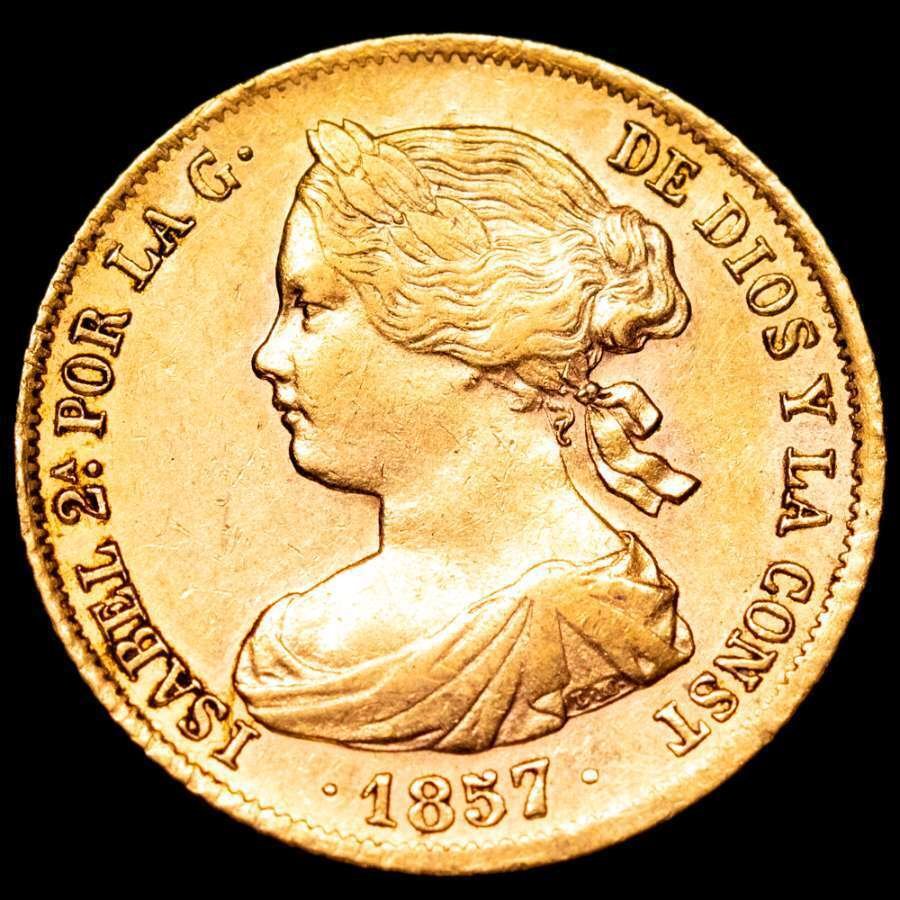 Spania. Isabel II. 100 Reales Acuñada en la ceca de Barcelona en el año 1857. #1.0
