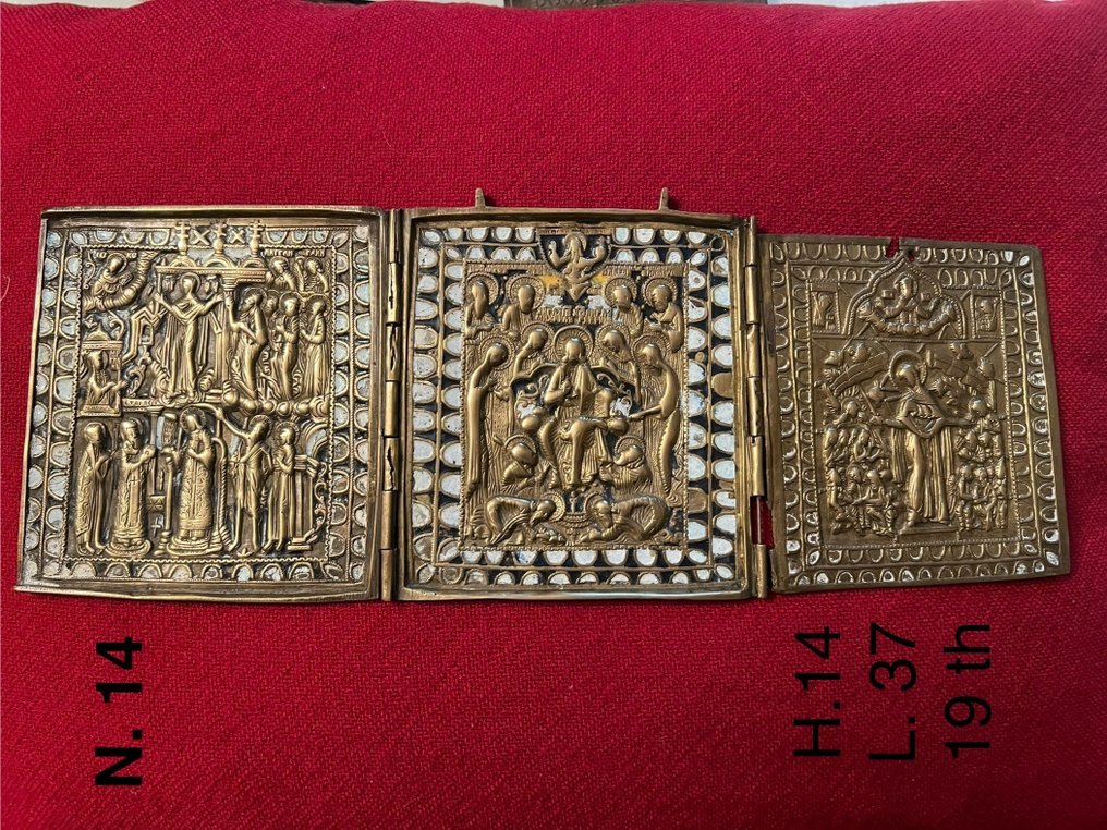 Triptryk - Bronse - 1850-1900 - Russisk ortodoks triptyk #1.0