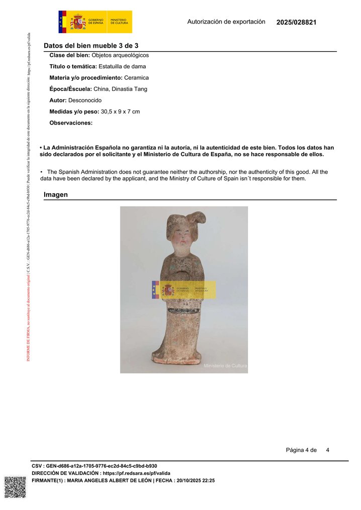 Ancient Chinese, Tang Dynasty Pottery Statuette of a Fat Lady with Thermoluminescence test (TL) and Spanish Export License. - 29.6 cm #4.3