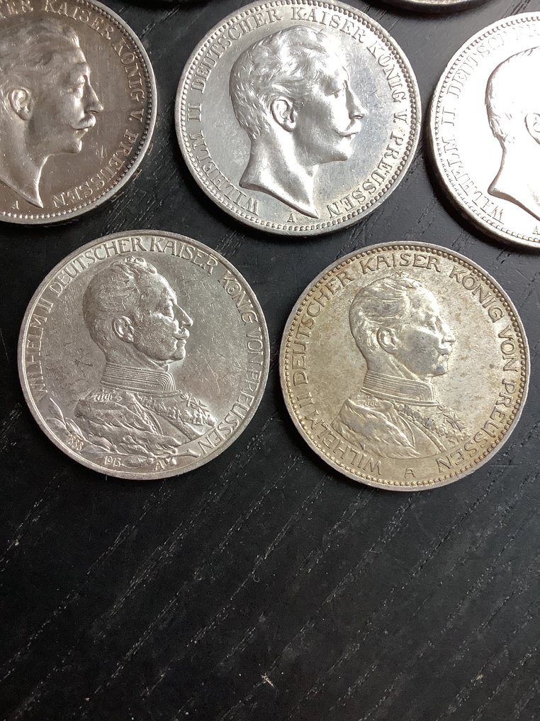 德國，普魯士 Wilhelm II. 3 Mark 1908-1914  (沒有保留價) #3.2