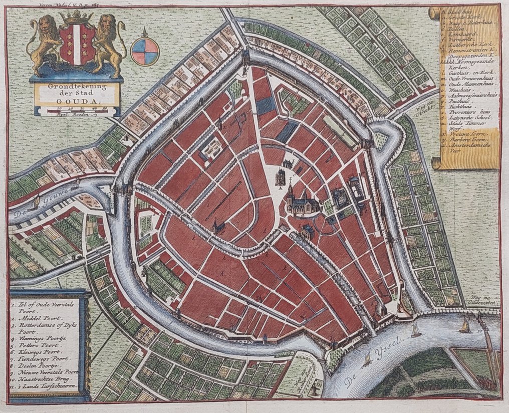 Netherlands - Gouda; Isaak Tirion - Grondtekening der Stad Gouda - 1743 #1.0