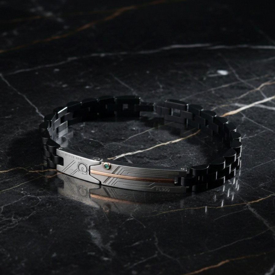 18 καράτια - Βραχιόλι σε χειρουργικό ατσάλι., Κίτρινο χρυσό - Βραχιόλι - Κατασκευασμένο στην Ιταλία #1.0