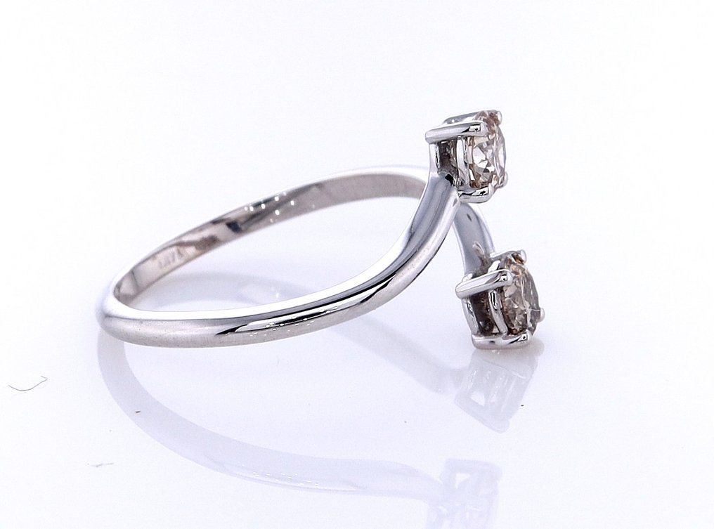 χωρίς τιμή ασφαλείας - Δαχτυλίδι - 14 καράτια Λευκός χρυσός -  0.73ct. tw. Διαμάντι (Φυσικού χρώματος) #4.3