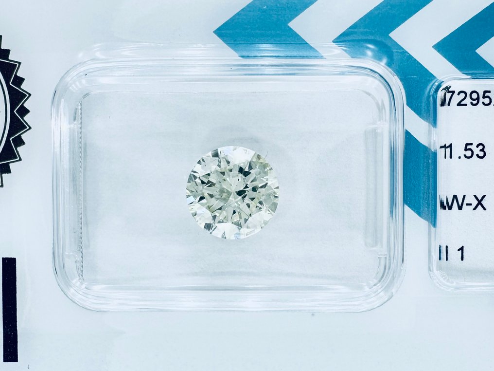 1 pcs 鑽石 (天然) - 1.53 ct - 圓形 - I1 - 國際寶石學院(International Gemological Institute (IGI)) - W - X #1.0