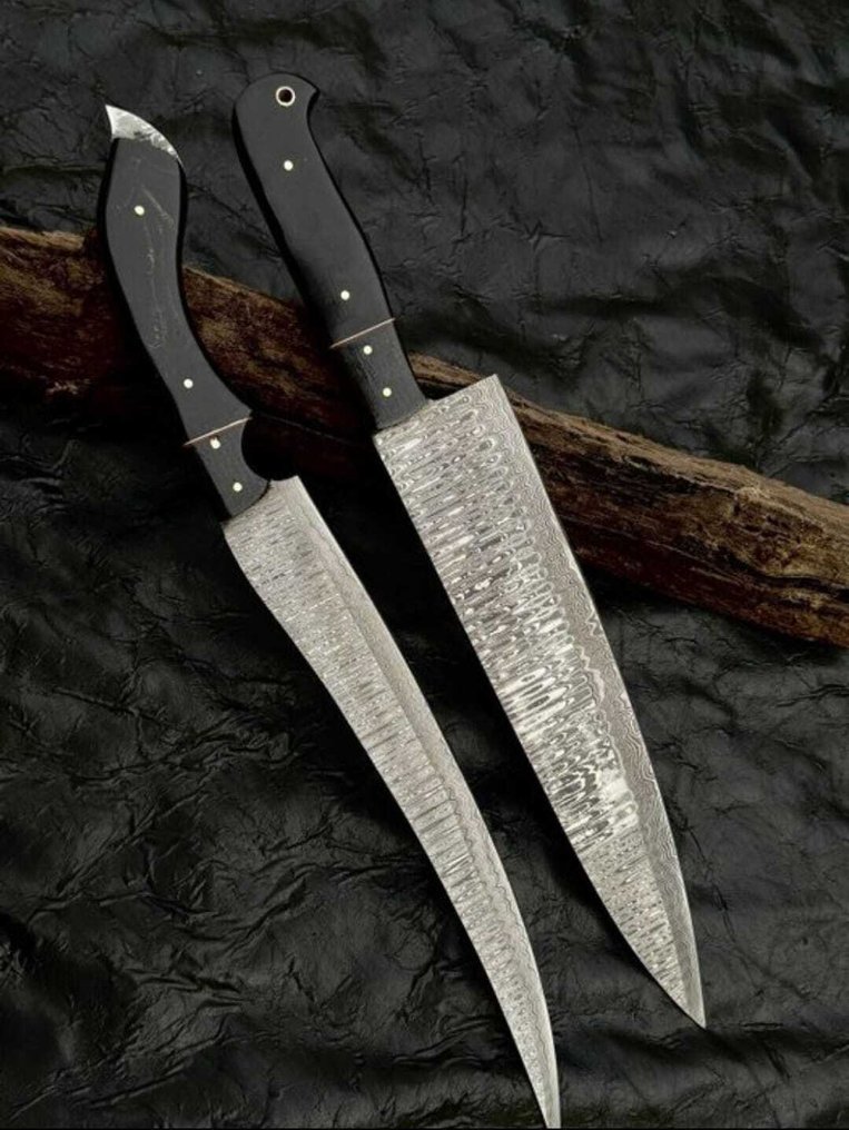 厨刀 - 树脂，黑色 G10 手工折叠钢 - 北美 #3.2