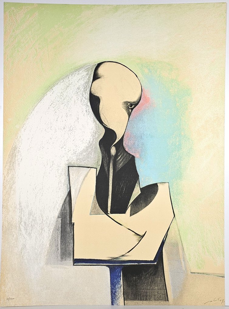 Gianni Dova (1925-1991) - Studio di una testa Romana #1.0