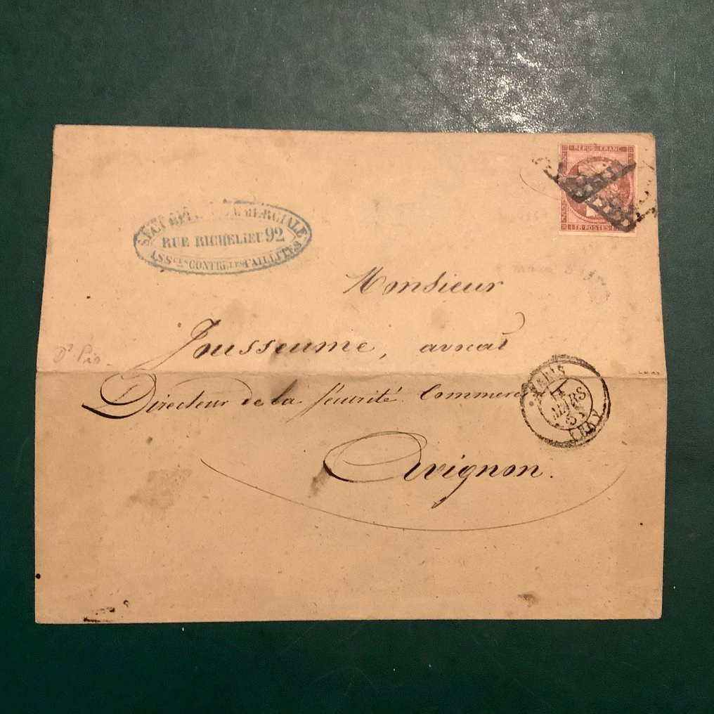 Frankrike 1849 - 1 Fra Ceres har gode marginer som enkelfrankering. - Yvert 6 #1.0