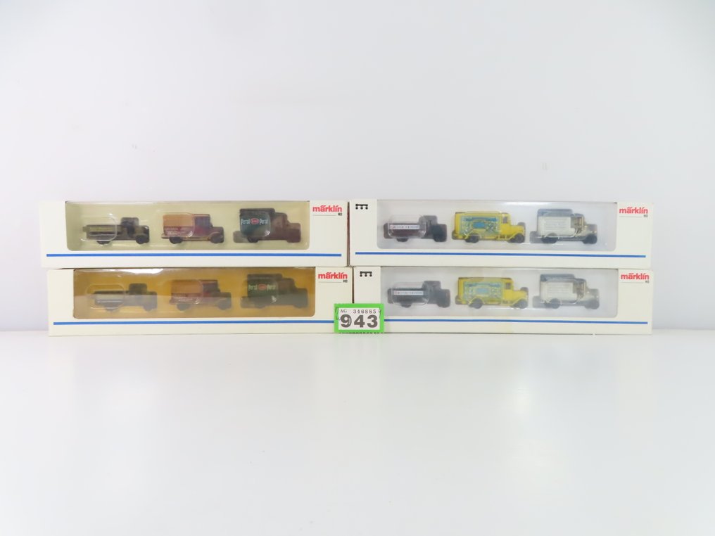 Märklin H0 - 1889/1894 - Model train vehicles (4) - 2 sets of 3 'oldtimer' cars and 2 sets of 3 'oldtimer' trucks. #4.3