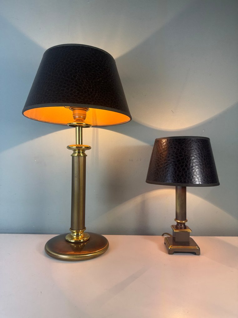 Herda - Table lamp (2) - Set of two luxury brass table lamps in an elegant Empire style from Herda Lighting. - Brass #1.0