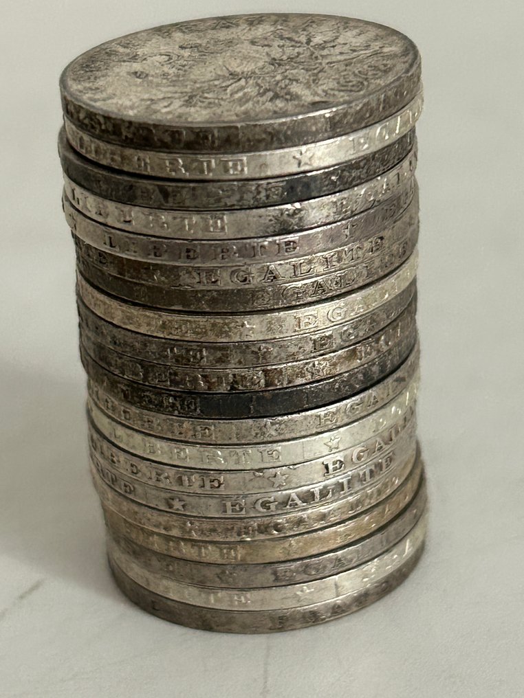 Frankrijk. 5 Francs 1960/1964 Semeuse (lot de 20 monnaies en argent) (Zonder Minimumprijs) #1.0