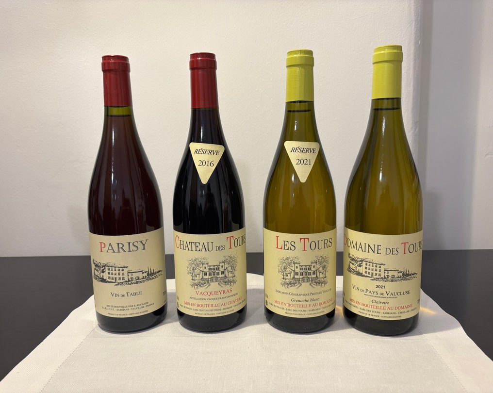 2016 E. Reynaud, Chateau des Tours, Les Tours 2021 & Parisy 2021 - Côtes du Rhône - 4 Flasker (0,75 L) #1.0