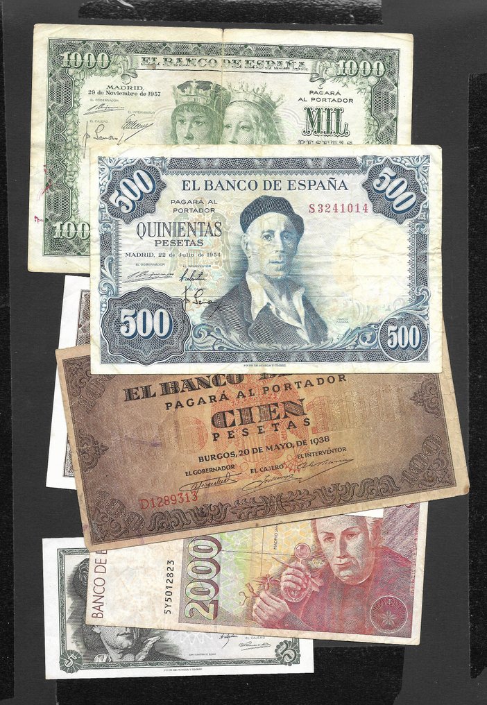西班牙. - 6 Banknotes - various dates  (沒有保留價) #1.0