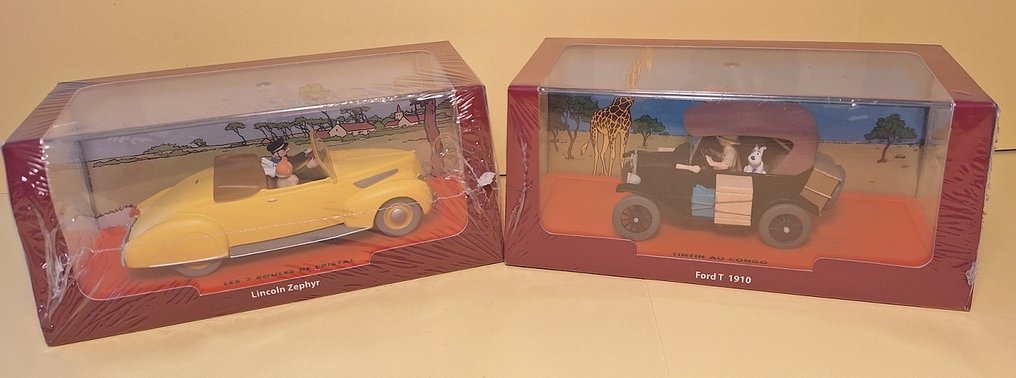 Atlas 1:43 - 模型敞篷車  (2) - Ford T 1910, Lincoln Zephyr - 由赫尔格绘制，Moulinsart / Atlas 出版。 #1.0