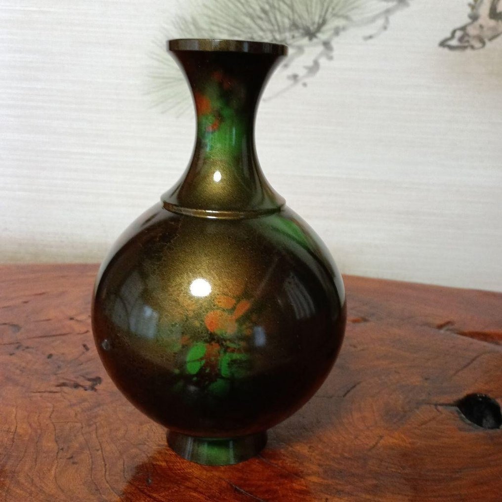花瓶 - 黄铜色 - 日本 - H20cm Takaoka 铜花瓶 (没有保留价) #3.2