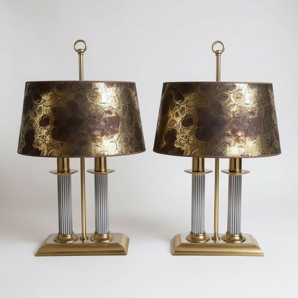 Επιτραπέζιο φωτιστικό (2) - Υπερκομψα και μοναδικά φωτιστικά τύπου bouillotte. - Ορείχαλκος, Μέταλλο #2.1