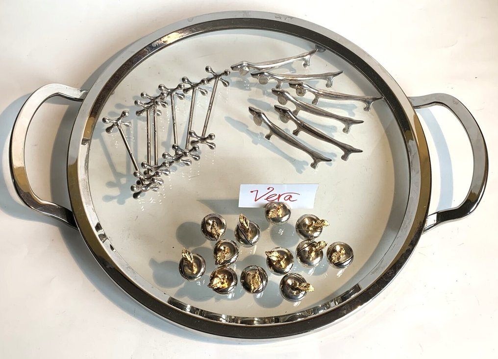 WMF e.a. - Salver - silver-plated metal and glass - with measuring enthusiasts #2.1