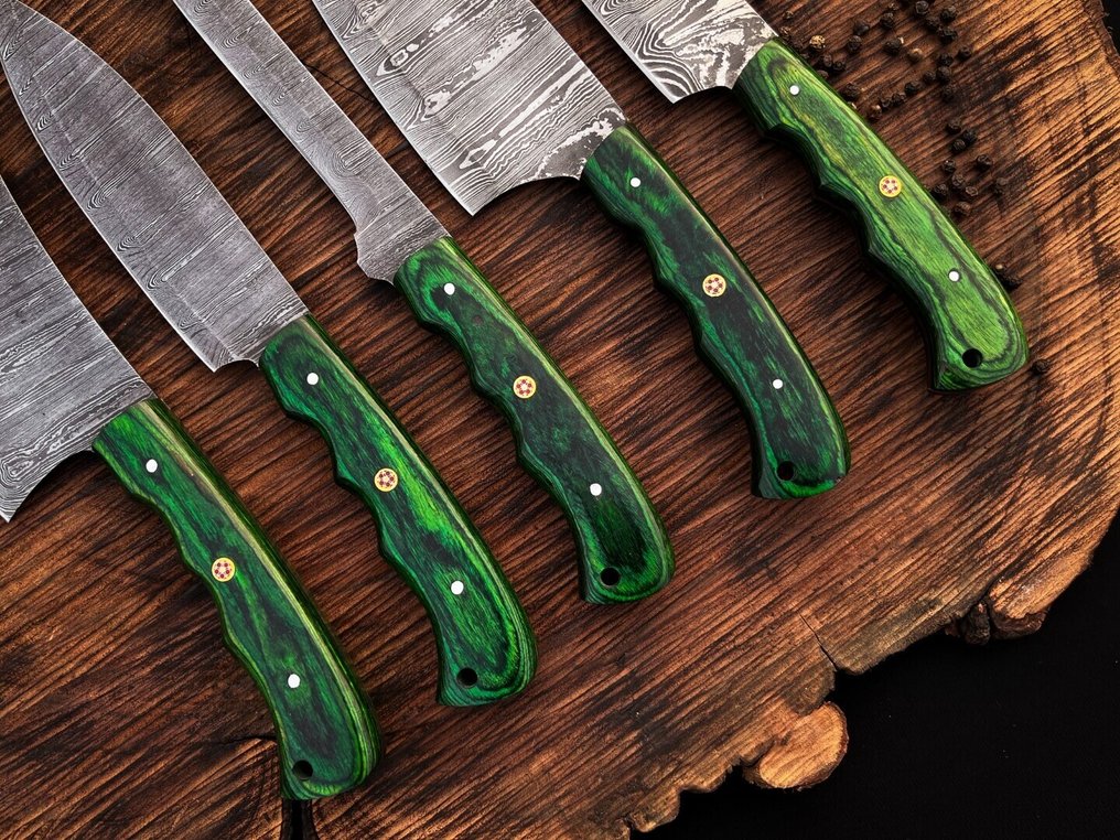 Coltello da cucina - Set di coltelli da chef per uso quotidiano in ambienti interni ed esterni (UZ-280) - Manico in legno esotico americano e lama in acciaio piegato. - Nord America - Set da cucina e barbecue #4.3