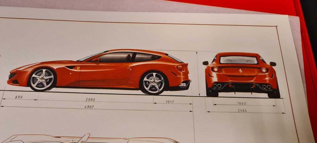 Ferrari - 2011-16 Ferrari FF Lithograph Press Drawing Print #1.0