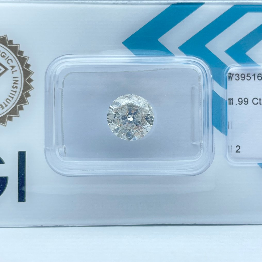 没有保留价 - 1 pcs 钻石  (天然)  - 1.99 ct - 圆形 - I - I2 内含二级 - 国际宝石研究院（IGI） #3.2
