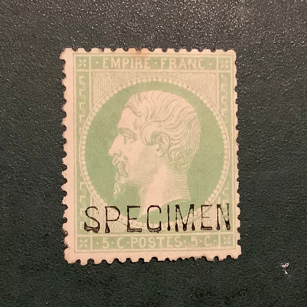 Francia 1862 - Especimen de moneda de 5 centavos Napoleon con impresión en relieve. - Yvert 20f #1.0