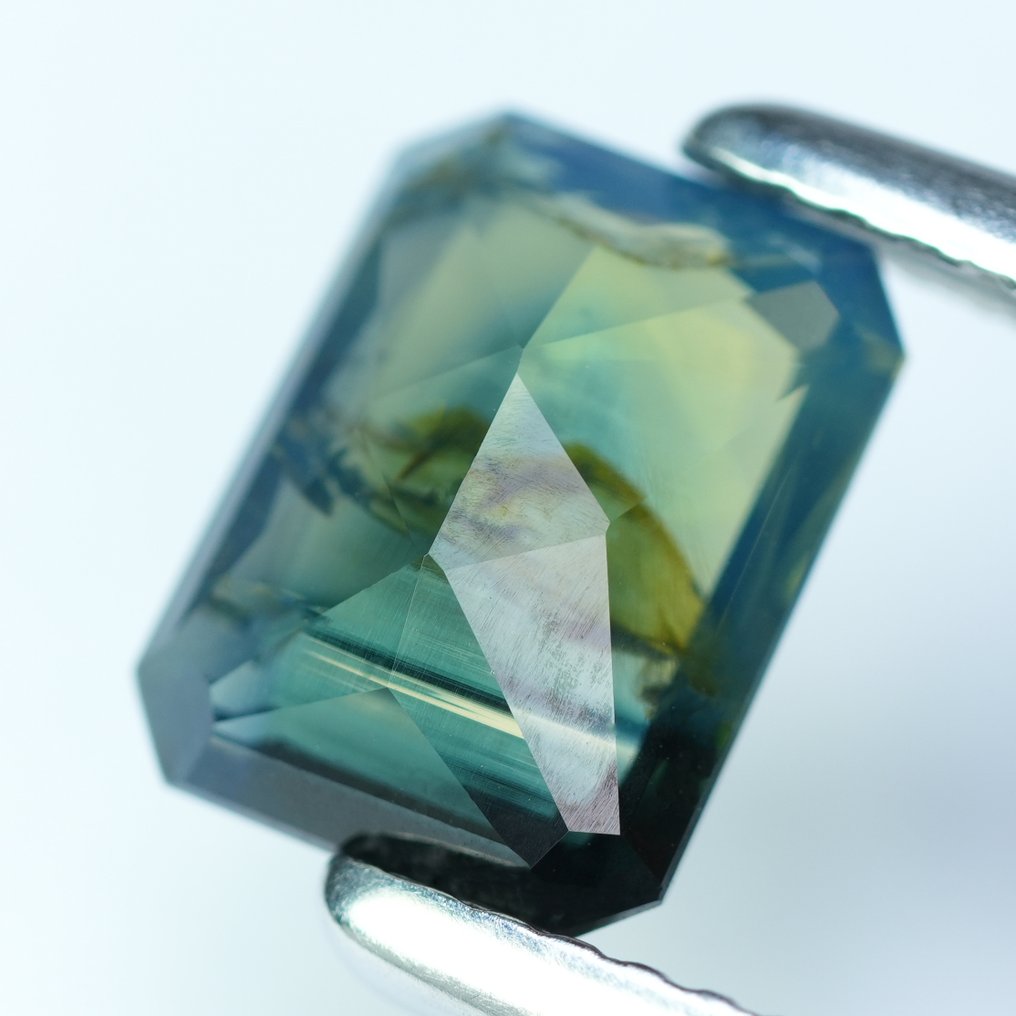 Fără preț de rezervă - 1 pcs Verde, Albastru Safir - 2.20 ct - Asociația internațională de pietre prețioase colorate (ICA GemLab) - Fără încălzire - Fără tratament #4.3