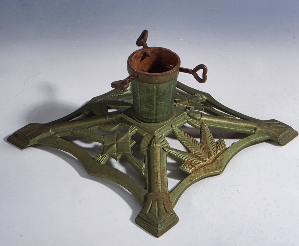 支架 - 德国铸铁圣诞树支架，配有风格化的松树枝和几何星形 • 20世纪 - 铸铁 #4.3