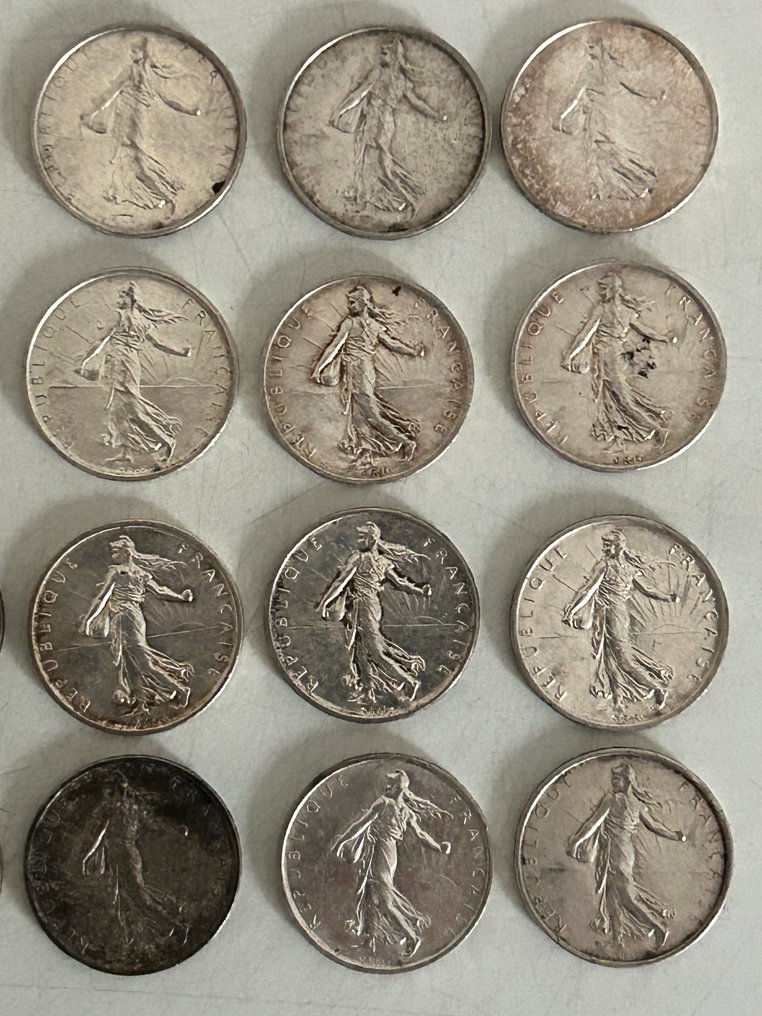 Frankrijk. 5 Francs 1960/1964 Semeuse (lot de 20 monnaies en argent) (Zonder Minimumprijs) #4.3