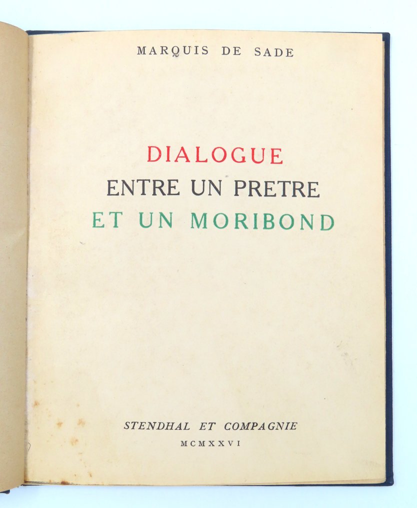 Marquis de Sade - Dialogue entre un pretre et un moribond - 1926 #1.0