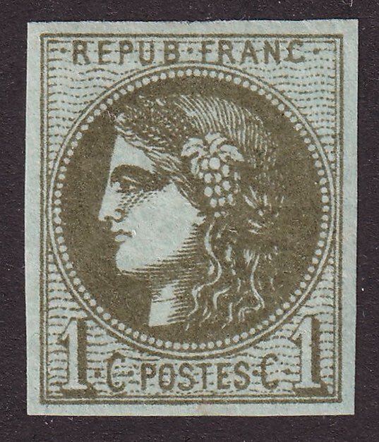 Franța - 1c olive neuf, prospețime poștală - semnat Calves - LUXE. - Yvert n°39C #1.0