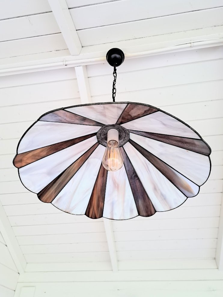 Schitterende Grote Tiffany Hanglamp - Ceiling lamp - Stained glass, alloy #3.2