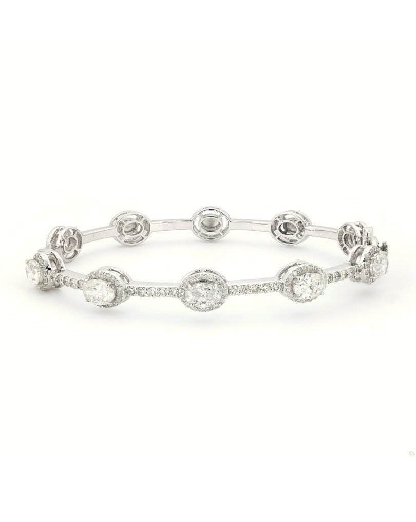 手镯 - 14K包金 白金 - 3.42ct. tw. 钻石 (天然) - 钻石 - 新娘的鸡尾酒手链 #1.0