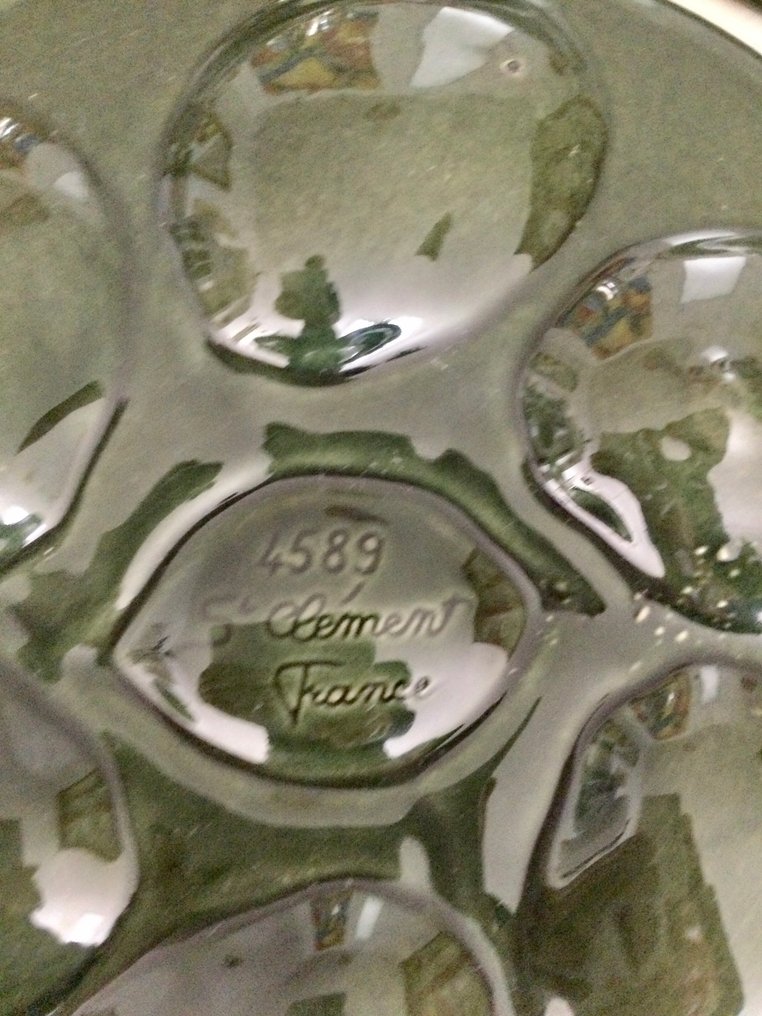 Faïencerie Saint Clément - Juego para ostras (6) - Barbotina exclusiva de estilo Art Deco en faience con conchas de ostra en relieve. #3.2