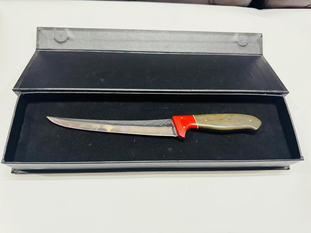 HexClad - Nóż kuchenny - Japoński nóż do filetowania (057) - Ostrze wykonane z 440C i rękojeść z epoksydowego żywicy i naturalnego drewna. - Japonia - Japoński nóż do filetowania #1.0