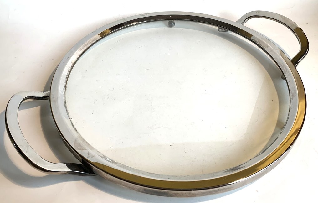 WMF e.a. - Salver - silver-plated metal and glass - with measuring enthusiasts #4.3