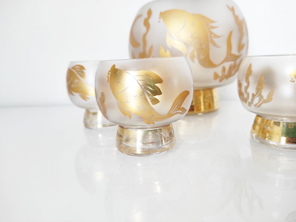 Serviço de licor - Vidro - Vidro fosco - Peixes #2.1